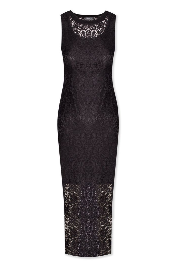 Vestido largo encaje blonda negro